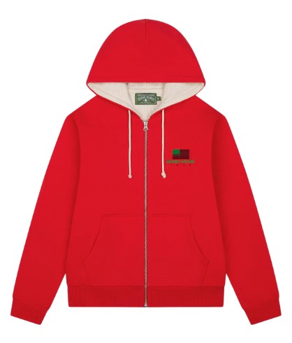 African-American-Flag-Thermal-Lined-Zip-Hoodie-Red