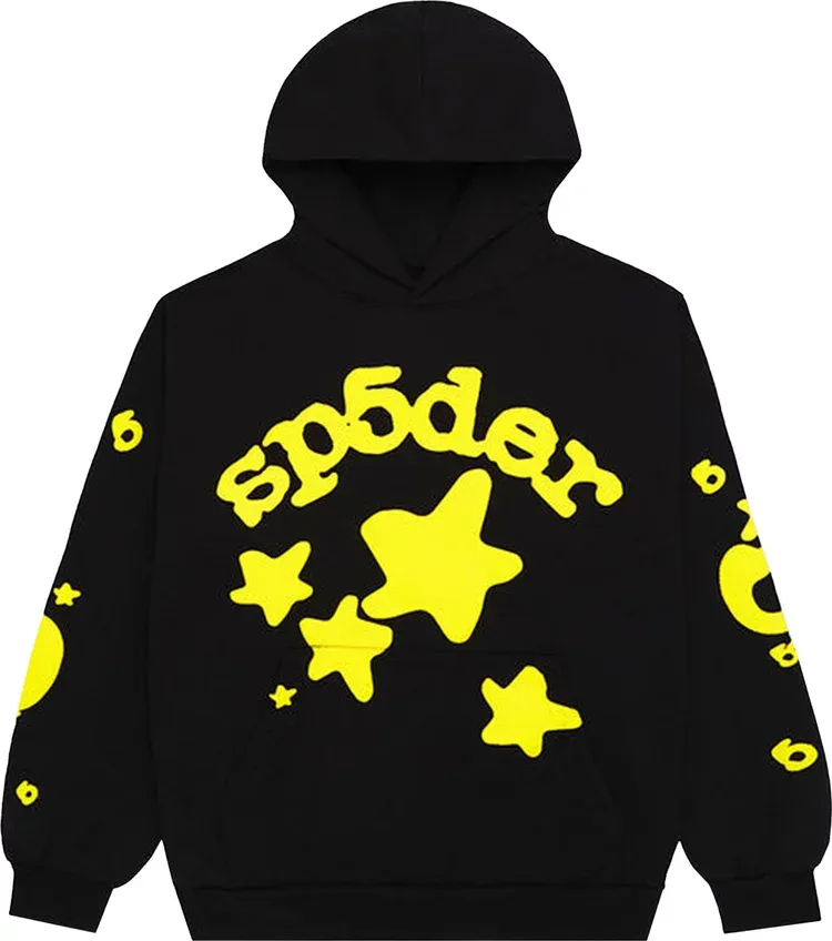 Yellow SP5DER Hoodie is a standout piece that captures