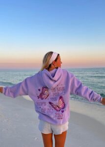 The pink palm puff hoodie is very stylish