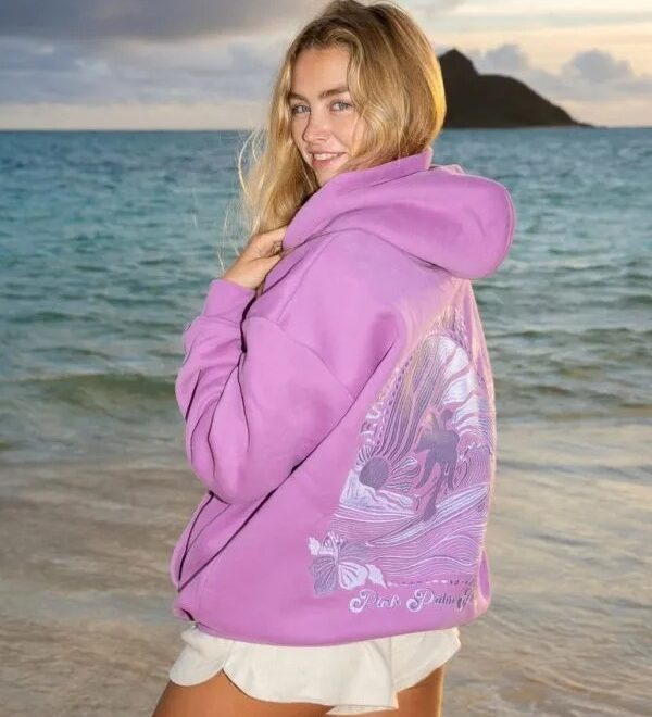 Pink Palm Puff Hoodie: A Stylish Layer for All-Season Comfort