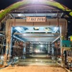 Why You Need a Professional Visa Consultant in Delhi Tunnel construction work for railway infrastructure project with waterproofing system and structural support framework at night